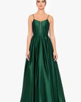 "Carol" Long Satin Mesh Insert Ballgown