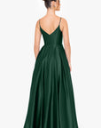 "Carol" Long Satin Mesh Insert Ballgown