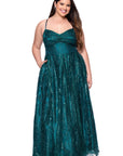 Plus "Stella" Glitter Pinch Tie Back Ballgown