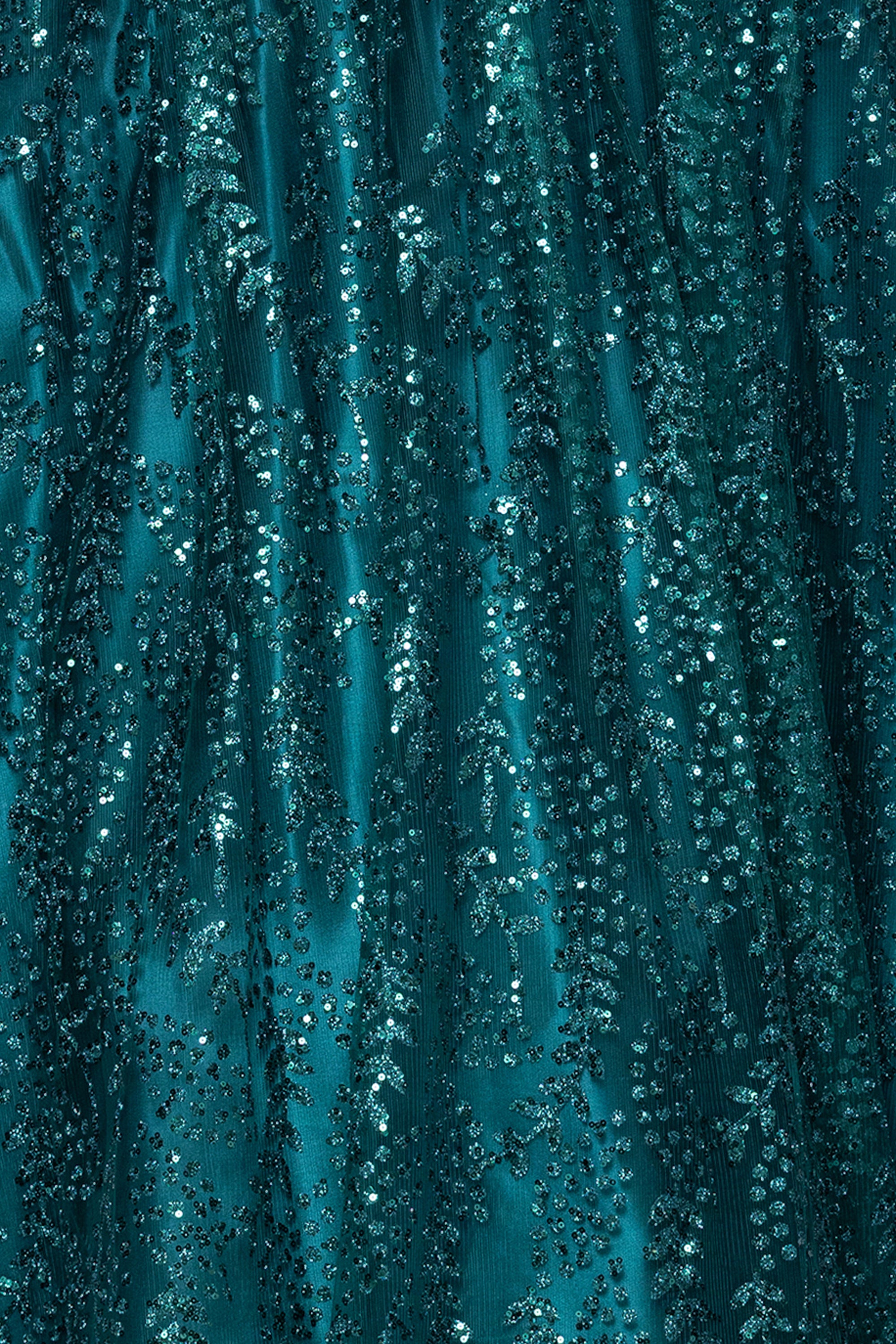 Plus "Stella" Glitter Pinch Tie Back Ballgown