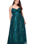 Blondie Nites Plus "Stella" Glitter Pinch Tie Back Ballgown