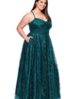 Blondie Nites Plus "Stella" Glitter Pinch Tie Back Ballgown
