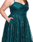 Blondie Nites Plus "Stella" Glitter Pinch Tie Back Ballgown