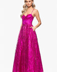 "Stella" Glitter Pinch Tie Back Ballgown
