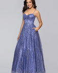 "Stella" Glitter Pinch Tie Back Ballgown