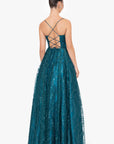 "Stella" Glitter Pinch Tie Back Ballgown