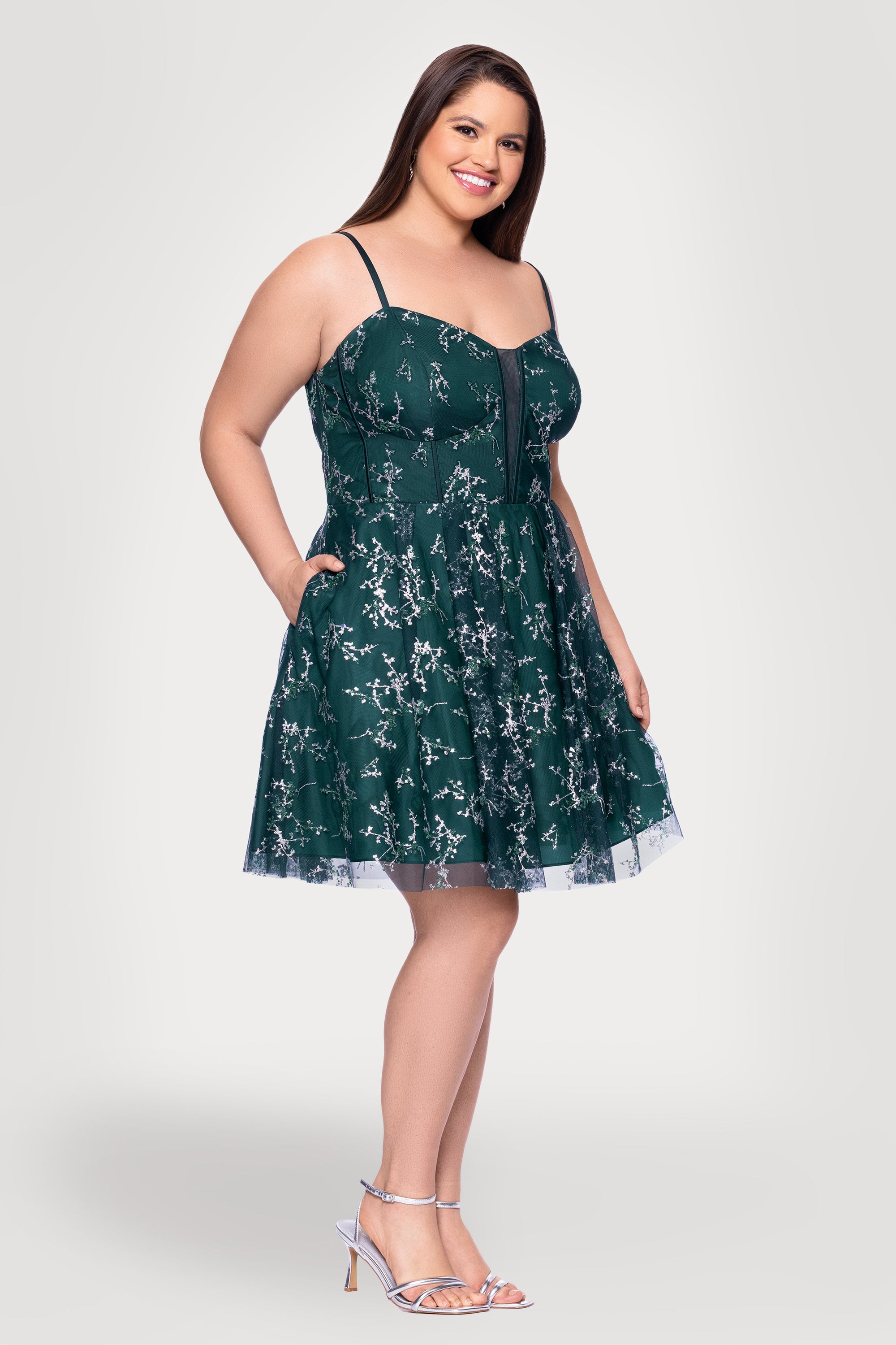 Plus "Charlie" Short Glitter Caviar Dress