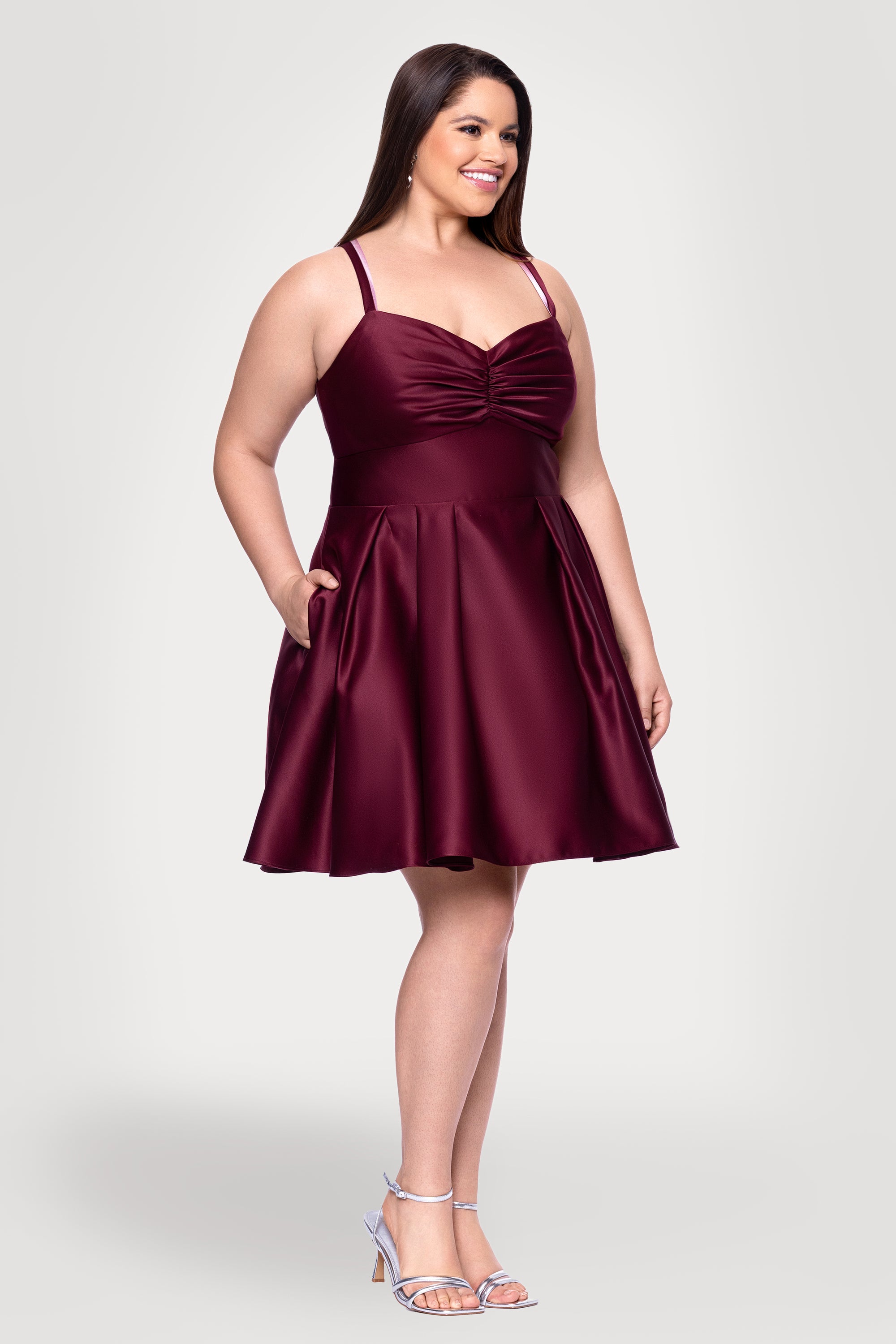 Blondie Nites Plus "Minna" Short Lamour Satin Dress