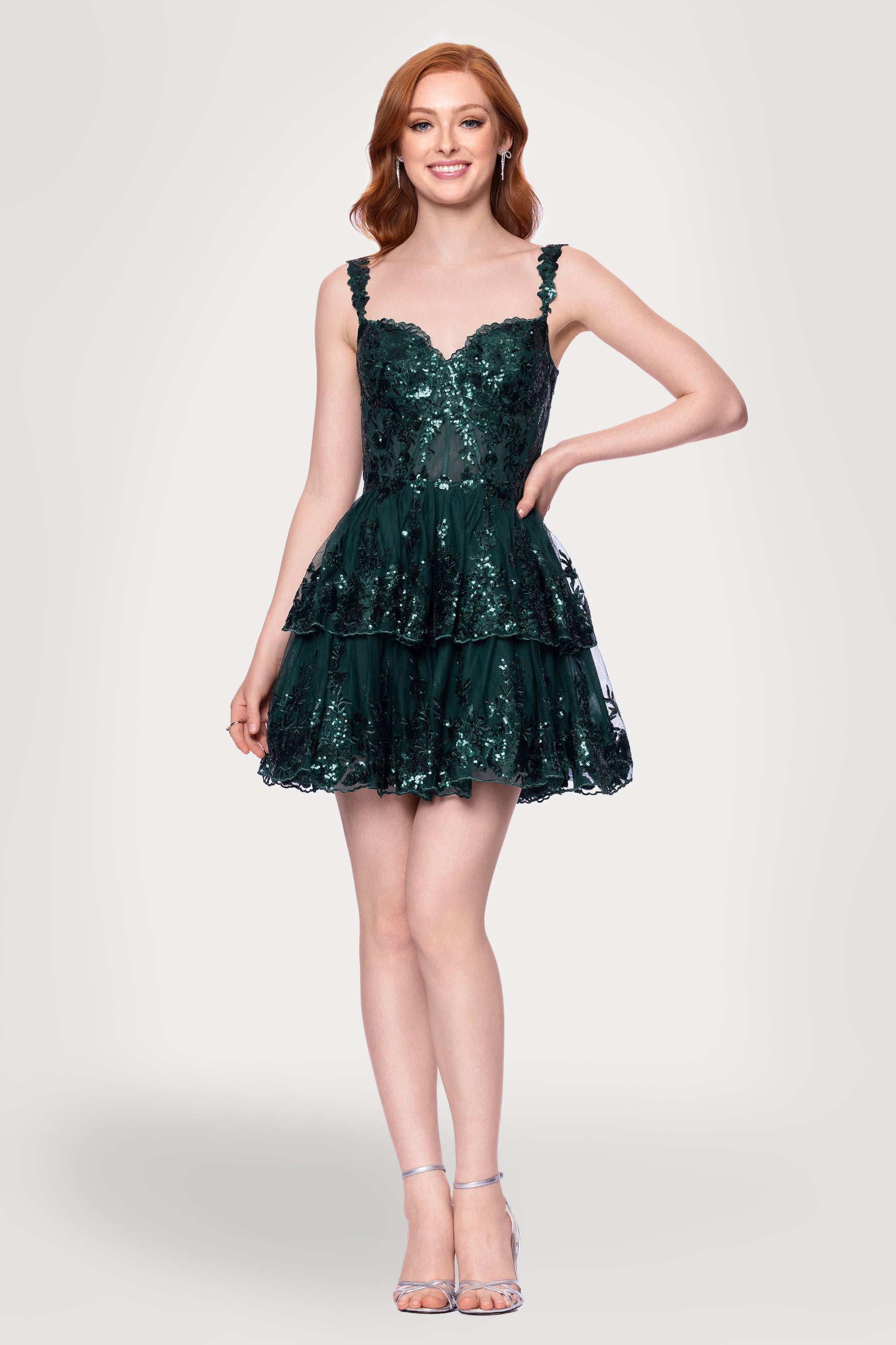 Blondie Nites "Alexandra" Short Mesh Illusion Party Dress