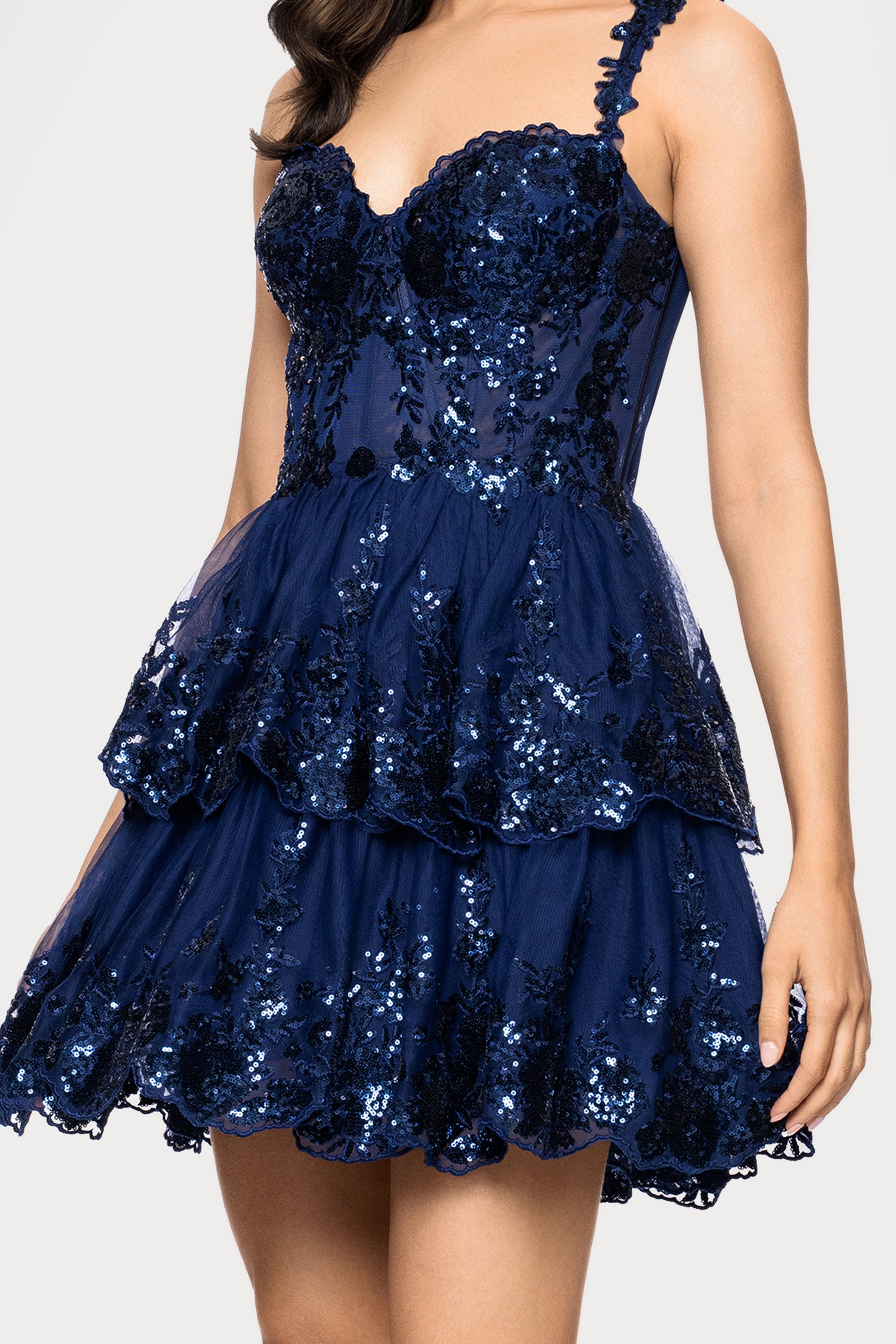 Blondie Nites "Alexandra" Short Mesh Illusion Party Dress