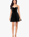 "Julia" Short Velvet Sweetheart Neck Tieback Dress