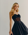 "Justine" Short Illusion Corset Satin Party Dress