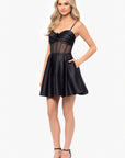"Justine" Short Illusion Corset Satin Party Dress