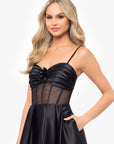 "Justine" Short Illusion Corset Satin Party Dress