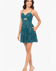 "Jessica" Short Galaxy Glitter Keyhole Party Dress
