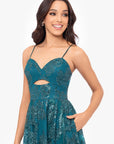 "Jessica" Short Galaxy Glitter Keyhole Party Dress