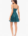 "Jessica" Short Galaxy Glitter Keyhole Party Dress