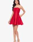 "Lyla" Satin Strapless Short Party Dress