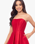 "Lyla" Satin Strapless Short Party Dress