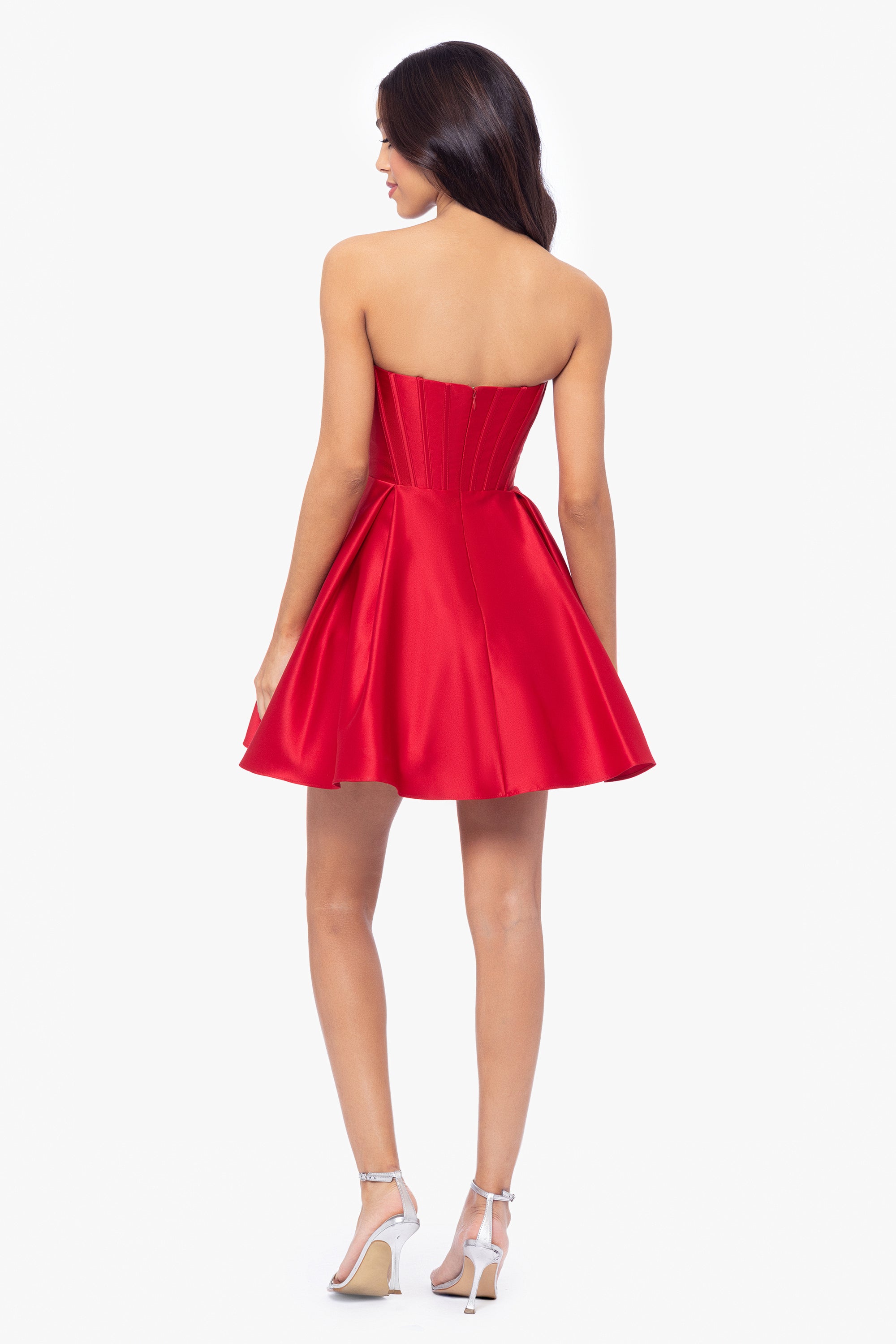 "Lyla" Satin Strapless Short Party Dress