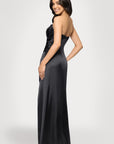 "Vicky" Long Strapless Satin Dress