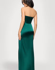 "Vicky" Long Strapless Satin Dress