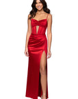 "Jane" Long Satin Cutout Corset Dress