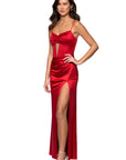 "Jane" Long Satin Cutout Corset Dress