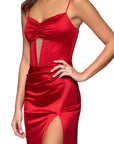 "Jane" Long Satin Cutout Corset Dress