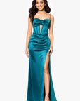 "Jane" Long Satin Cutout Corset Dress