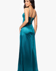 "Jane" Long Satin Cutout Corset Dress