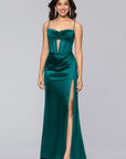 "Jane" Long Satin Cutout Corset Dress