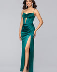 "Jane" Long Satin Cutout Corset Dress