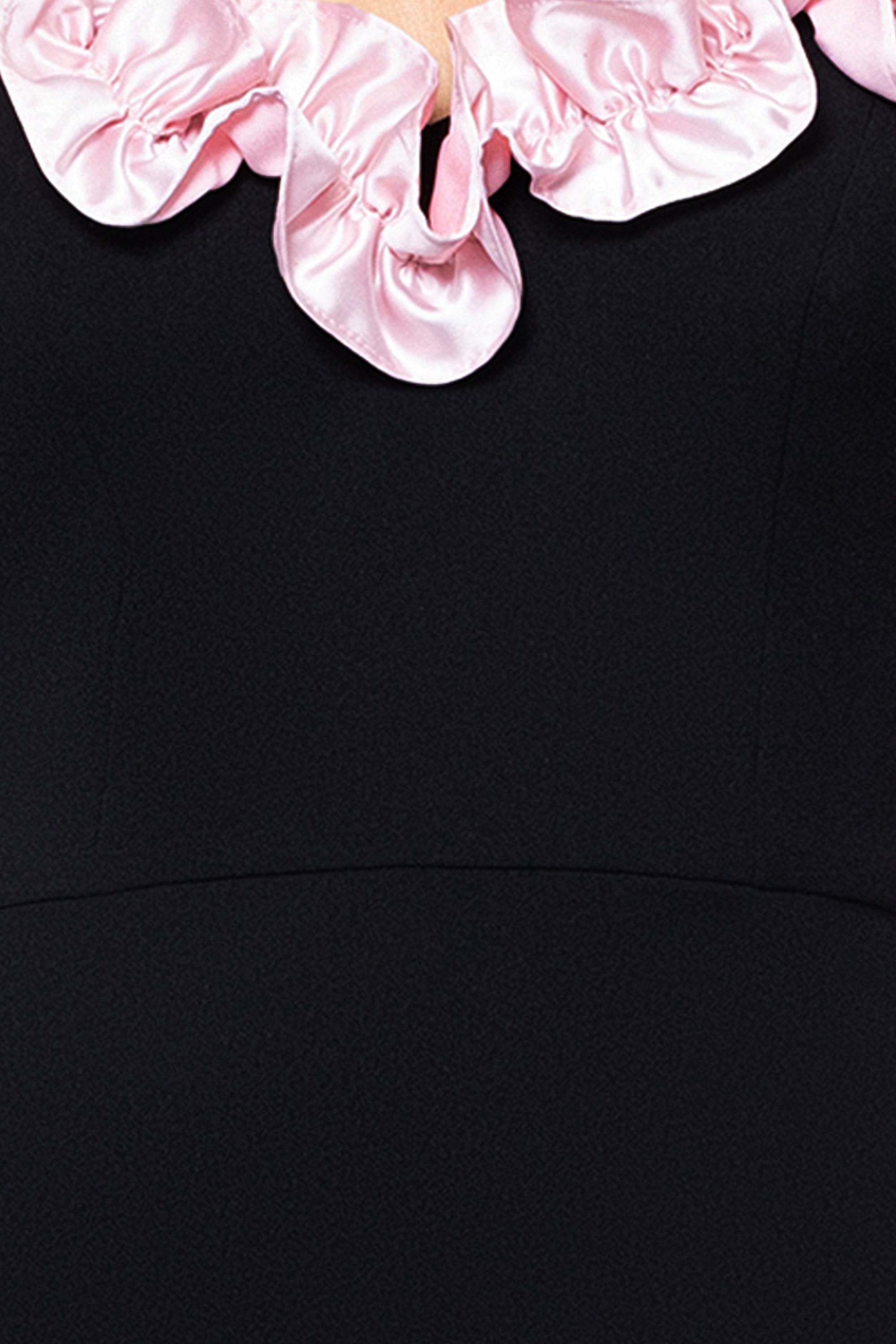 "Talia" Long Scuba Crepe Off the Shoulder Ruffle Dress