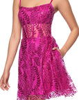 "Catherine" Short Glitter Illusion Party Dress
