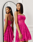 "Catherine" Short Glitter Illusion Party Dress