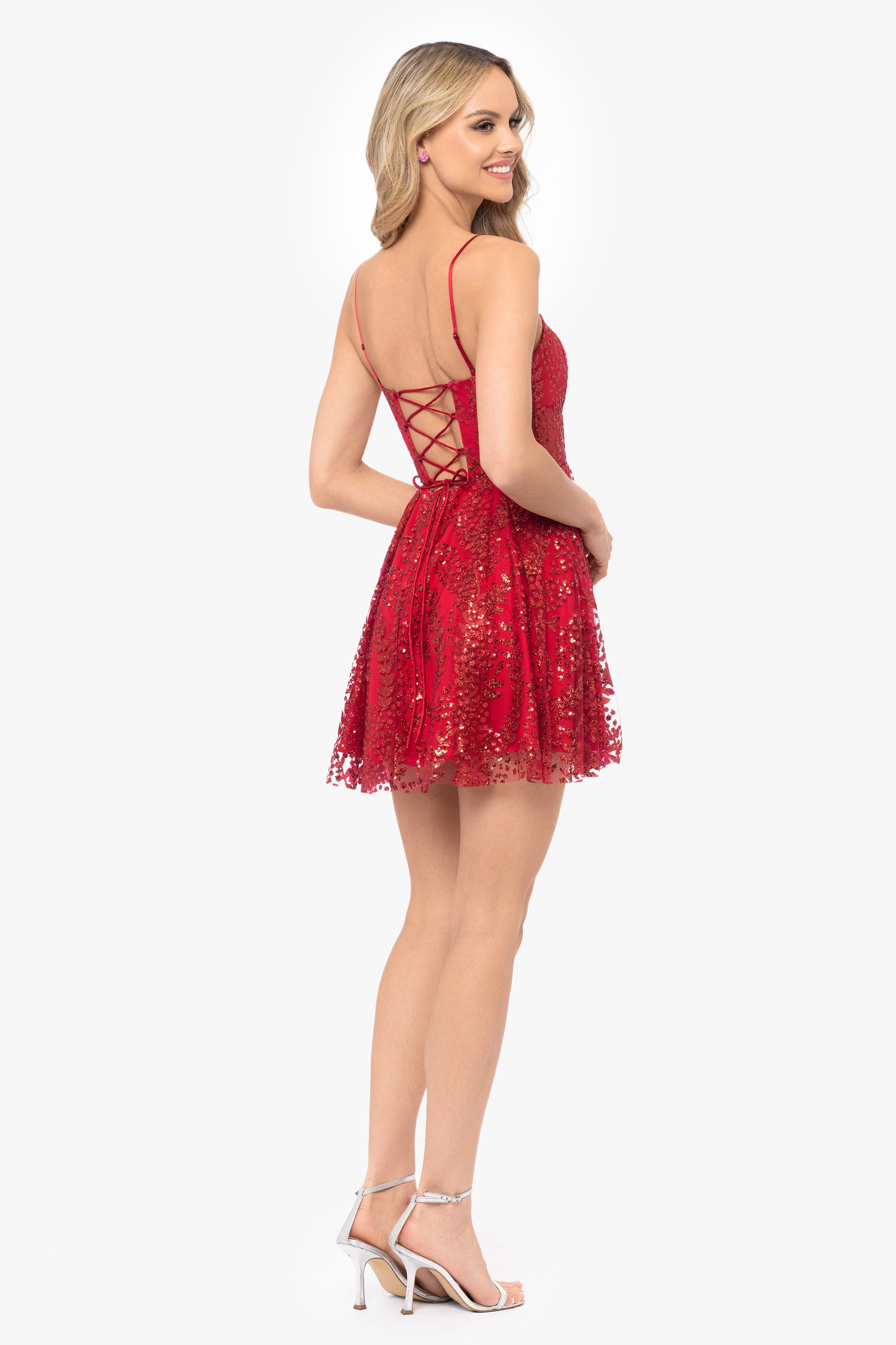 "Catherine" Short Glitter Illusion Party Dress