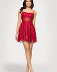 "Catherine" Short Glitter Illusion Party Dress