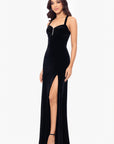 "Astor" Embellished Velvet Floor Length Dress