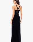 "Astor" Embellished Velvet Floor Length Dress