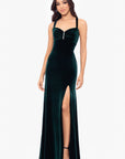 "Astor" Embellished Velvet Floor Length Dress