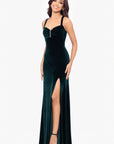 "Astor" Embellished Velvet Floor Length Dress