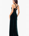 "Astor" Embellished Velvet Floor Length Dress