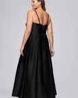 Plus "Kaylin" Satin Spaghetti Strap V-Neck Floor Length Dress