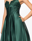 "Kaylin" Satin Spaghetti Strap V-Neck Floor Length Dress