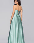 "Kaylin" Satin Spaghetti Strap V-Neck Floor Length Dress