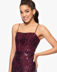 "Annie" Long Sequin Lace Corset Dress