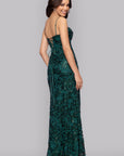 "Judy" Sequin Lace Keyhole Floor Length Dress