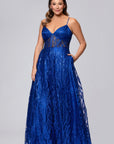 Plus "Rita" Long Glitter Sweetheart Neckline Gown