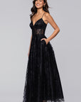 "Rita" Long Glitter Sweetheart Neckline Gown